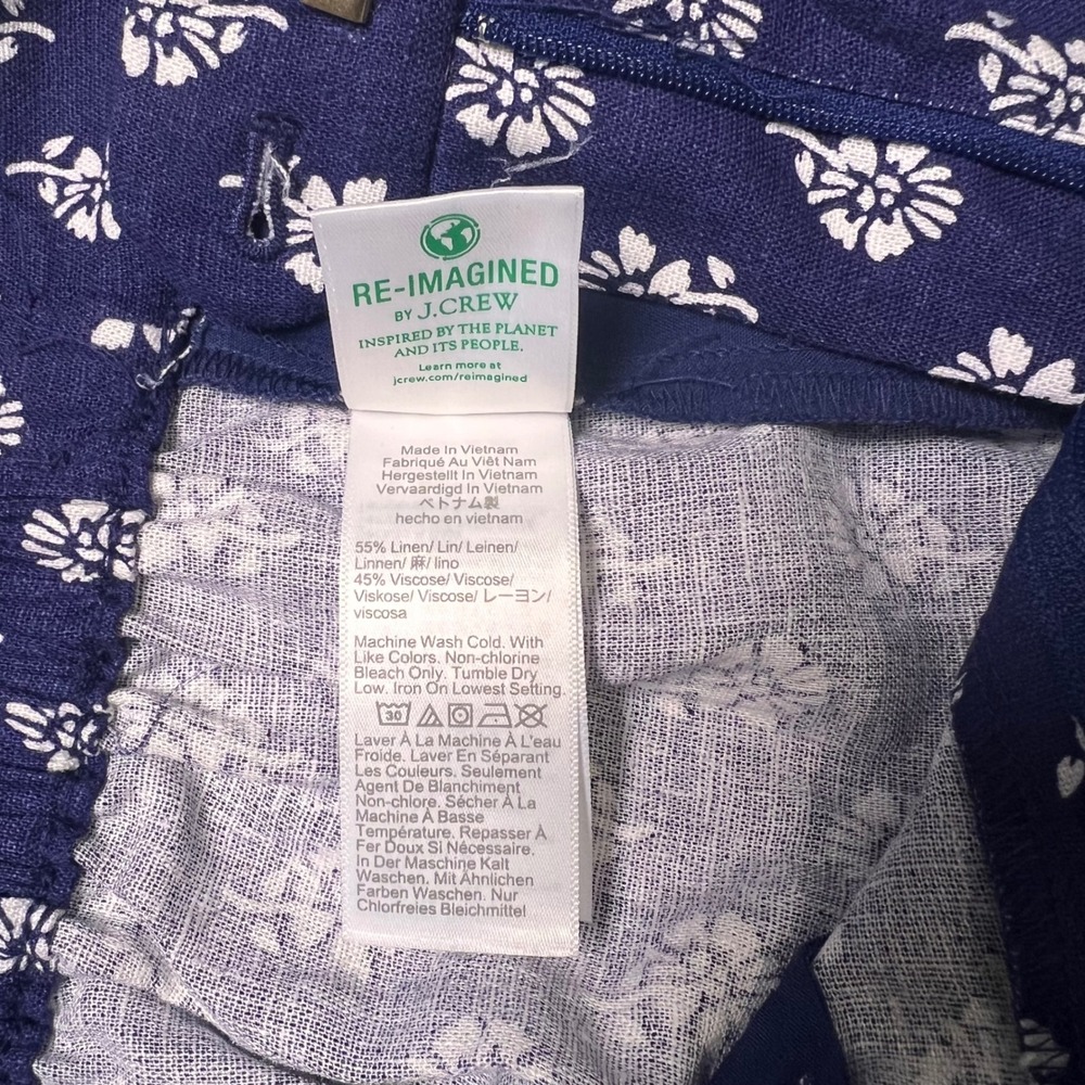 J.Crew Floral Linen Blend Shorts Womens 0 Navy Blue Resort Coastal EUC - Picture 6 of 7